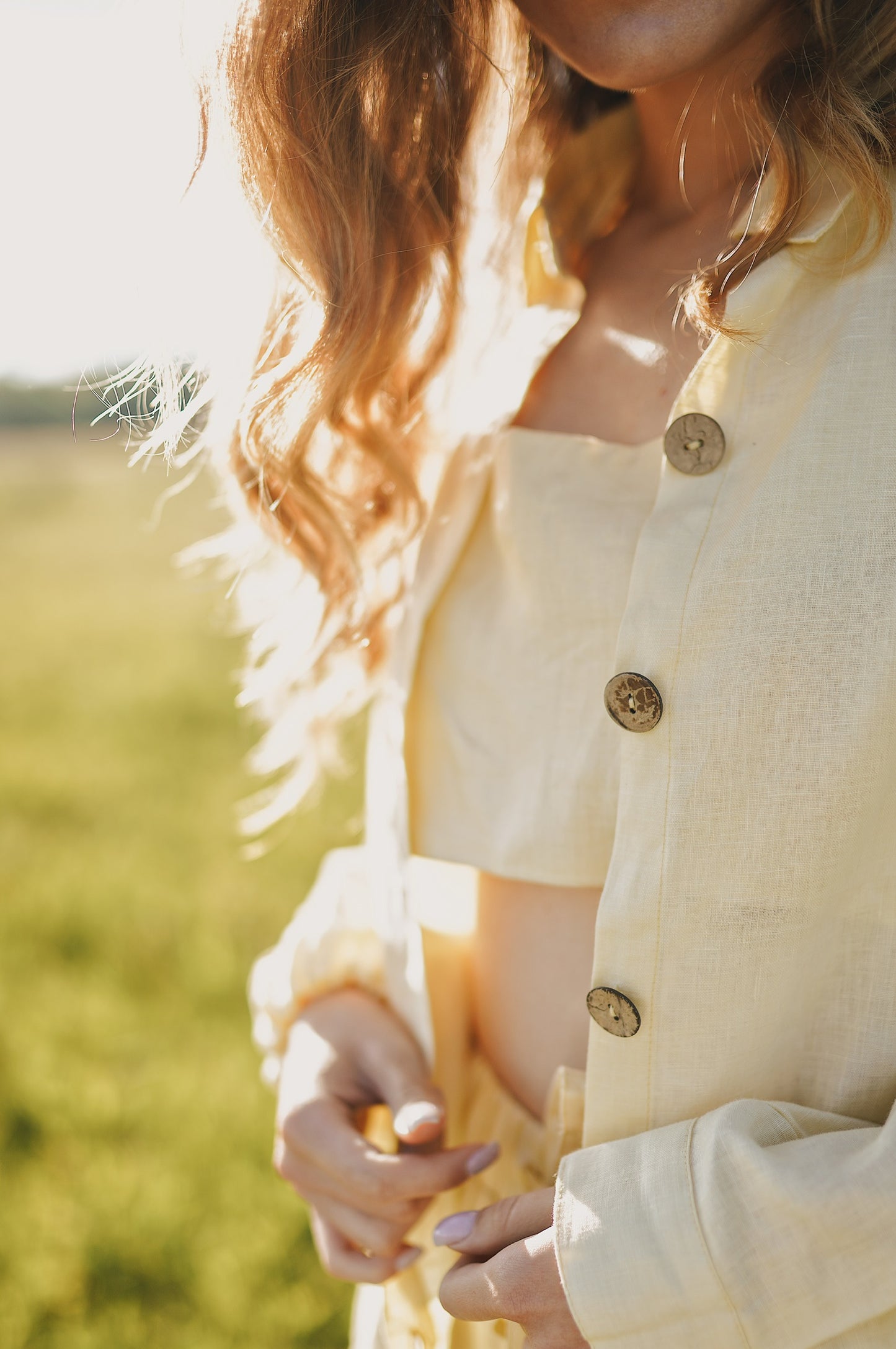 linen summer loungewear sustainable fashion brand yellow lemonade Lightwear shorts set natural